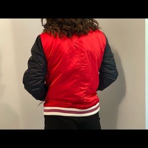 NWT Women’s multicolored Retro Varsity Levi bomber jacket